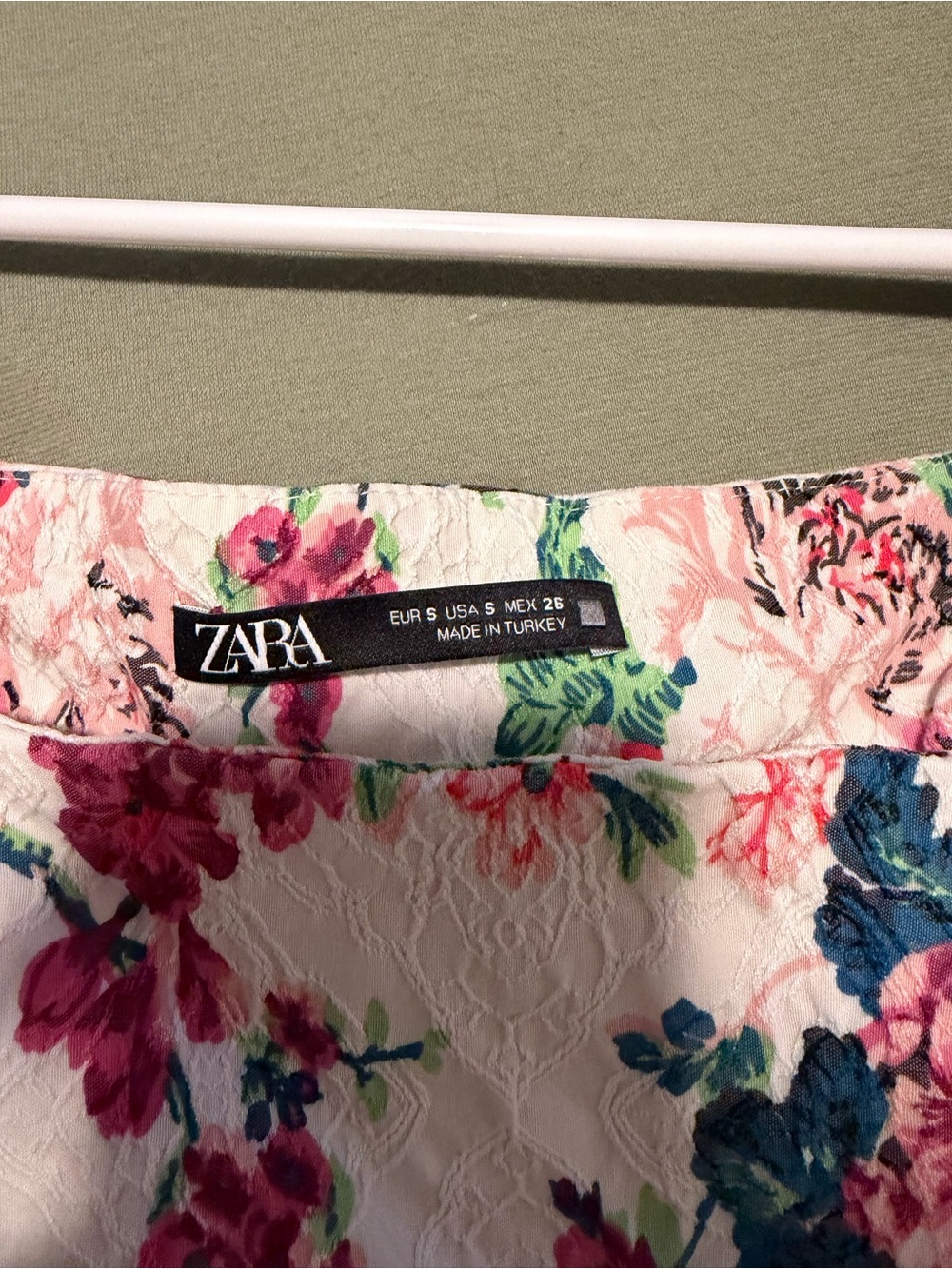 Zara White Floral Square-Neck Crop Top - Picture 3 of 3